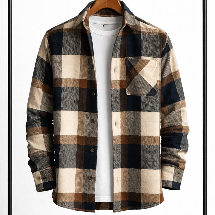 Chunky Check Snap-Front Overshirt Jacket