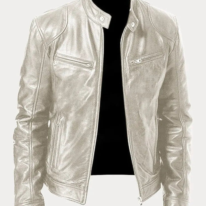 Leather-Look Biker Jacket - Silver
