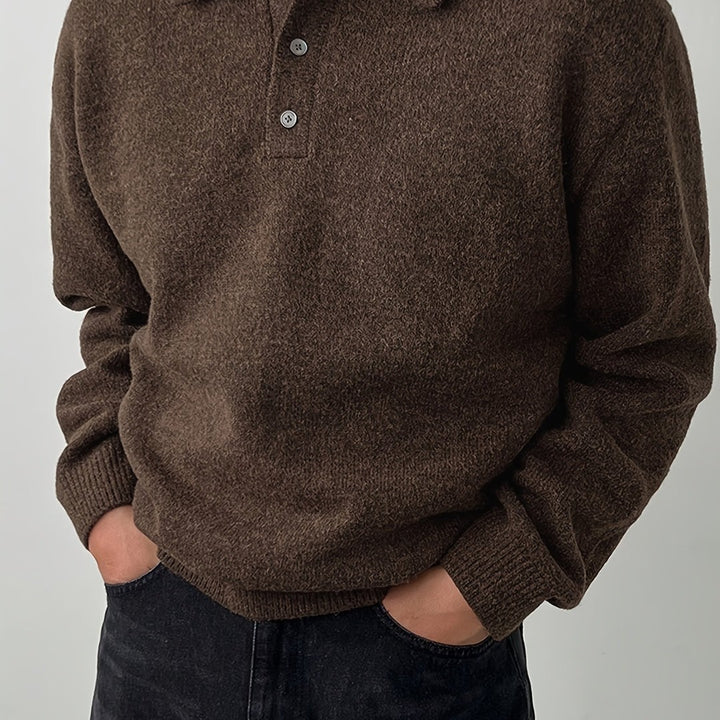 Polo-Collar Knit Sweater
