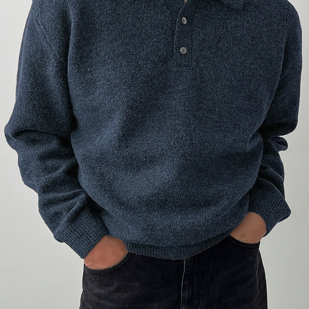 Polo-Collar Knit Sweater