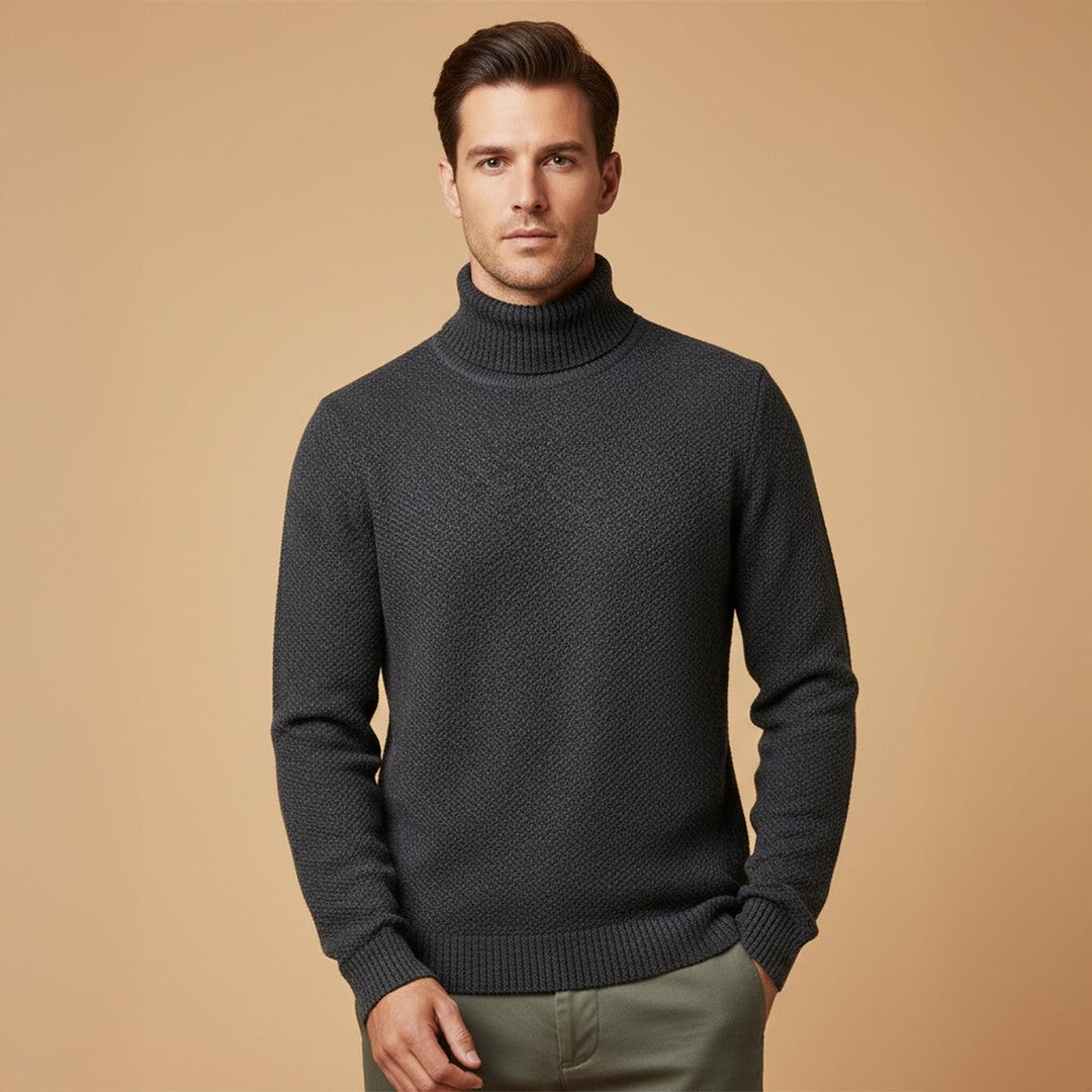 Marled Chunky Knit Turtleneck Sweater
