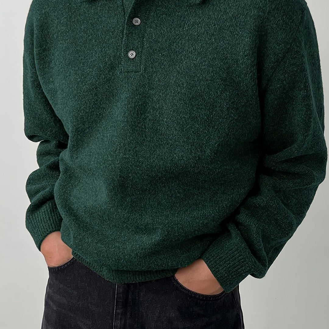 Polo-Collar Knit Sweater
