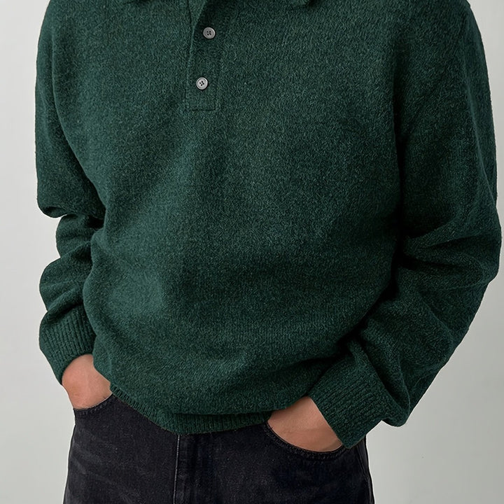 Polo-Collar Knit Sweater