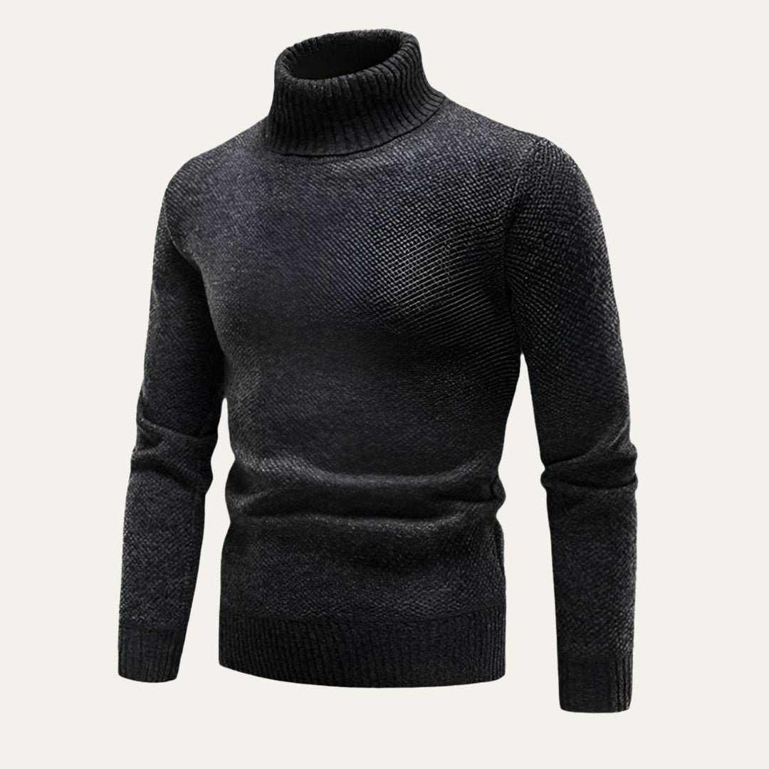 Marled Chunky Knit Turtleneck Sweater