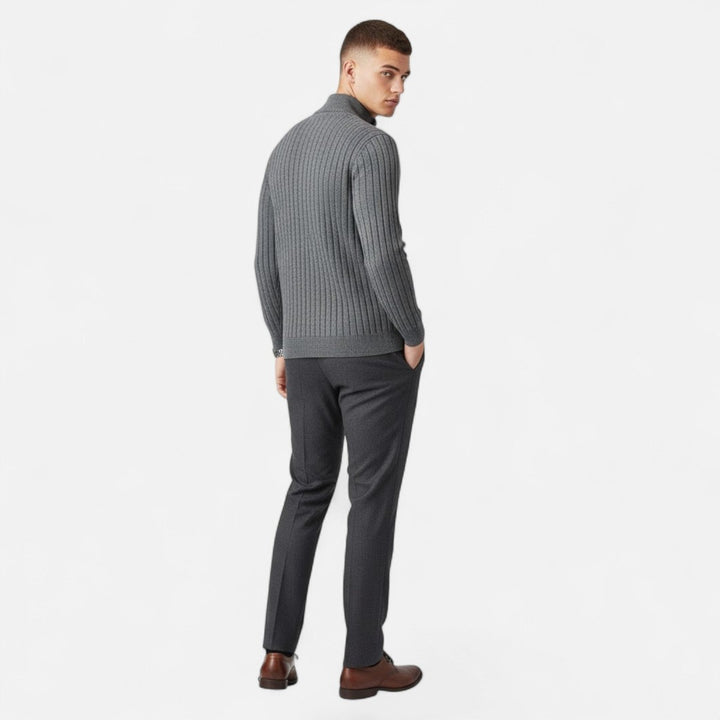 Valmonti | Men’s Heritage Vertical-Bar Half-Zip Knit Sweater