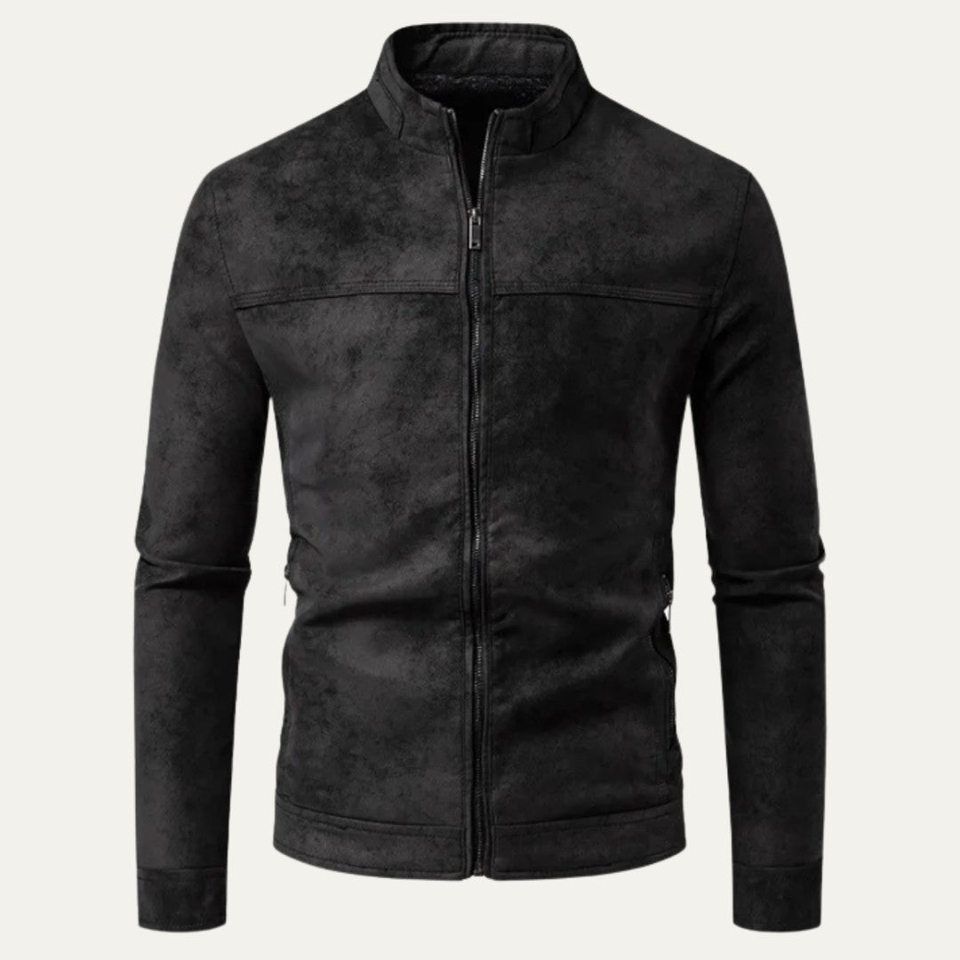 Men’s Casual Zip Up Leather Biker Jacket