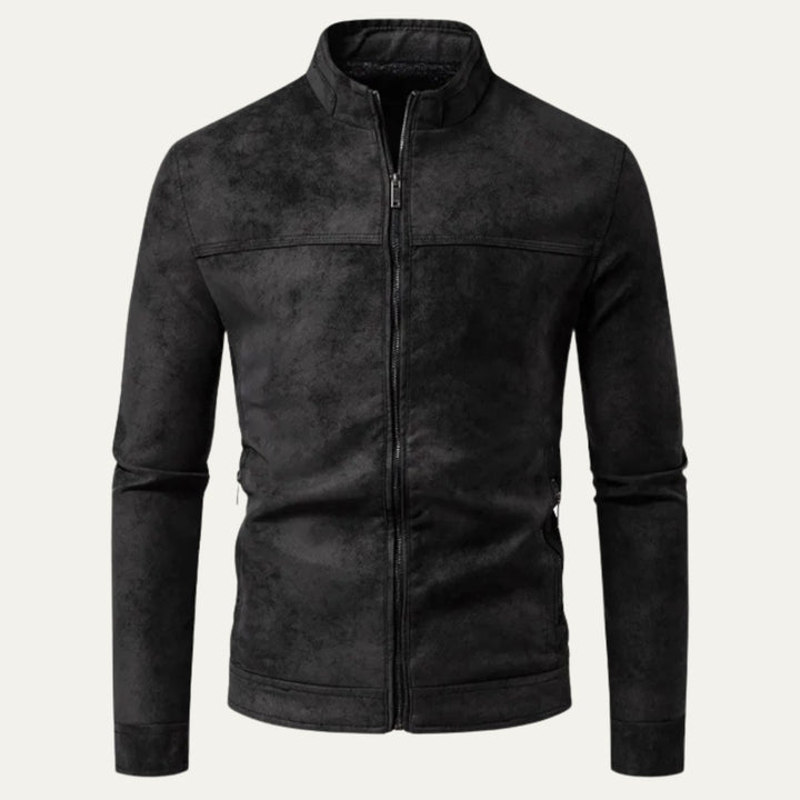 Men’s Casual Zip Up Leather Biker Jacket
