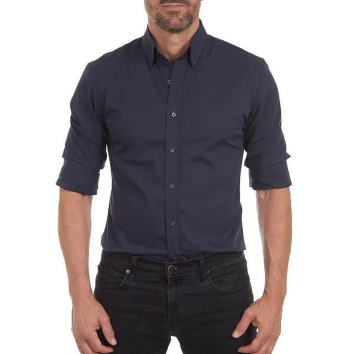 Hidden-Zip Button-Front Shirt