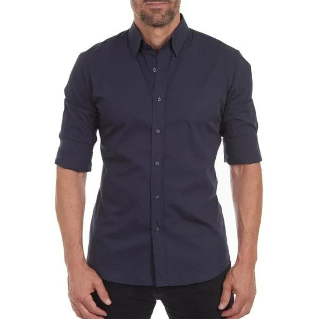 Hidden-Zip Button-Front Shirt