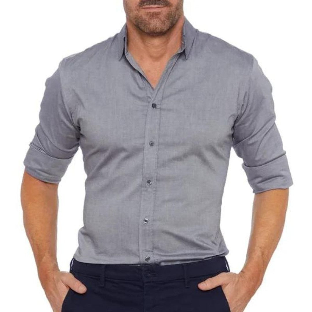 Hidden-Zip Button-Front Shirt