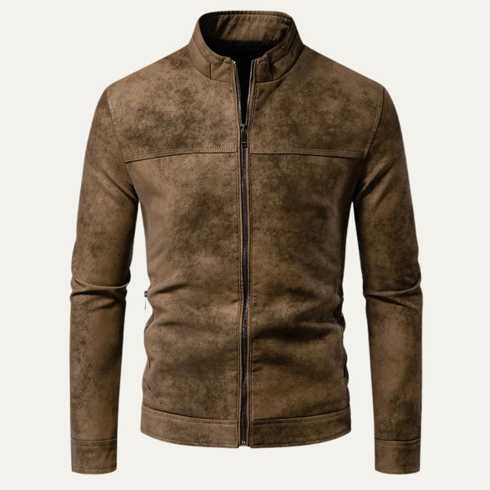 Men’s Casual Zip Up Leather Biker Jacket