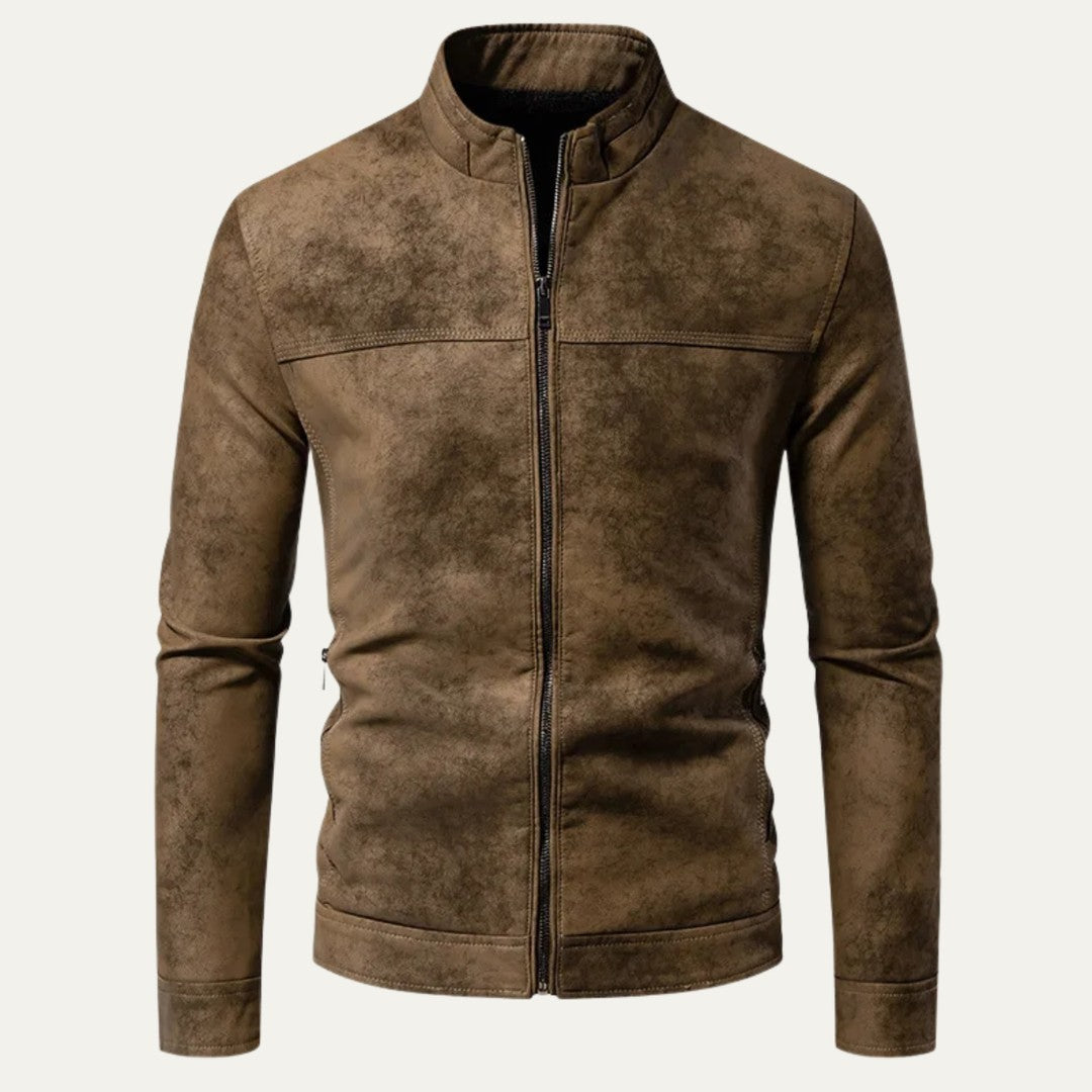 Men’s Casual Zip Up Leather Biker Jacket