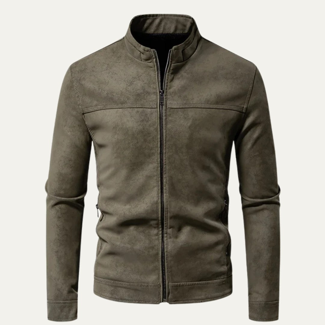 Men’s Casual Zip Up Leather Biker Jacket