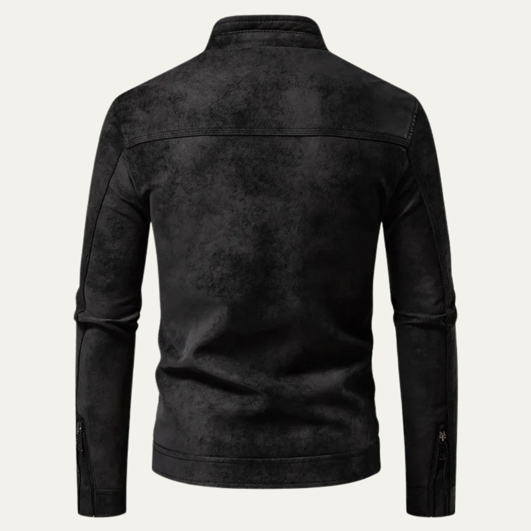 Men’s Casual Zip Up Leather Biker Jacket