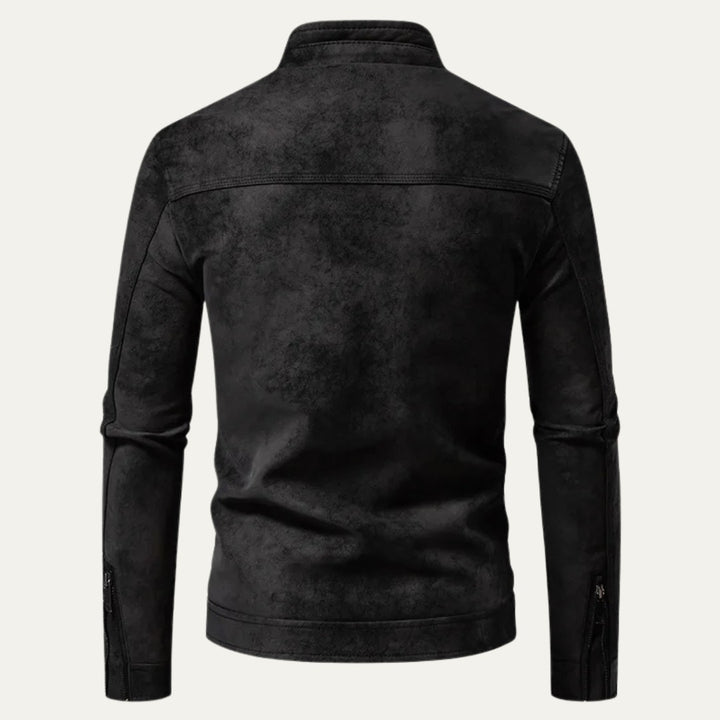 Men’s Casual Zip Up Leather Biker Jacket