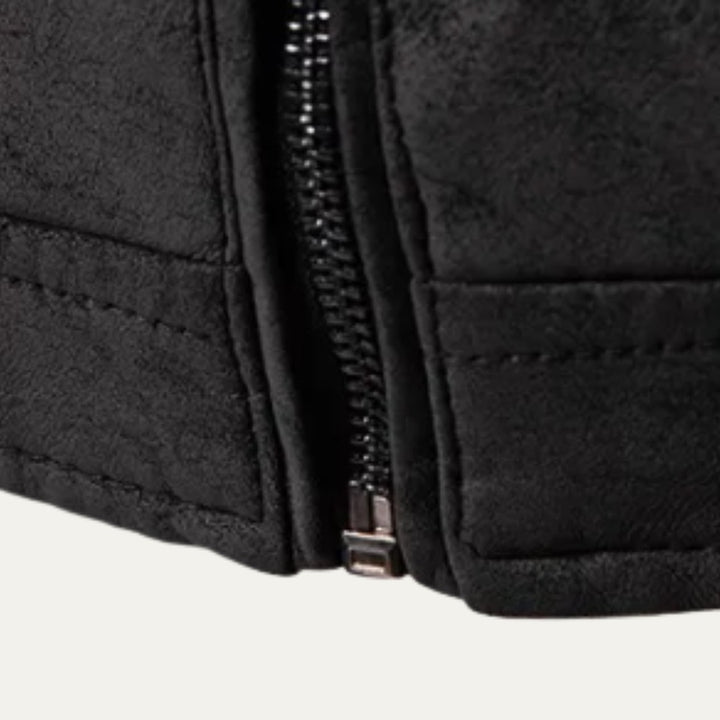 Men’s Casual Zip Up Leather Biker Jacket