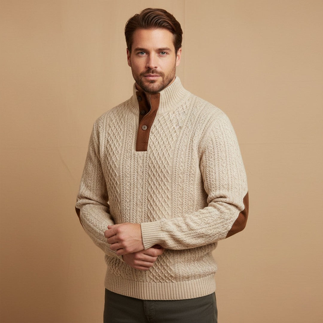 Elbow Patch Quarter-Zip Sweater