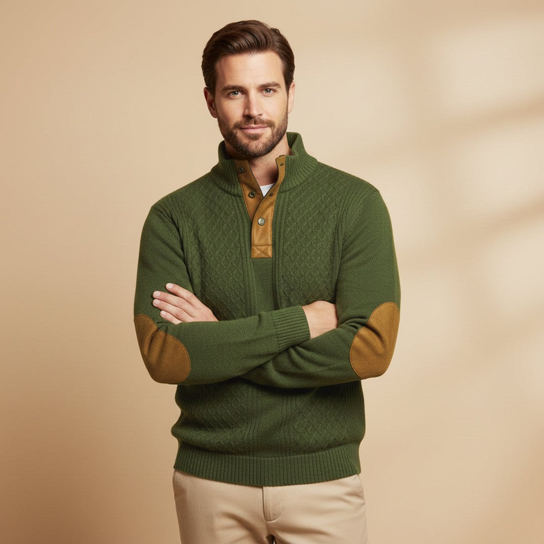 Elbow Patch Quarter-Zip Sweater