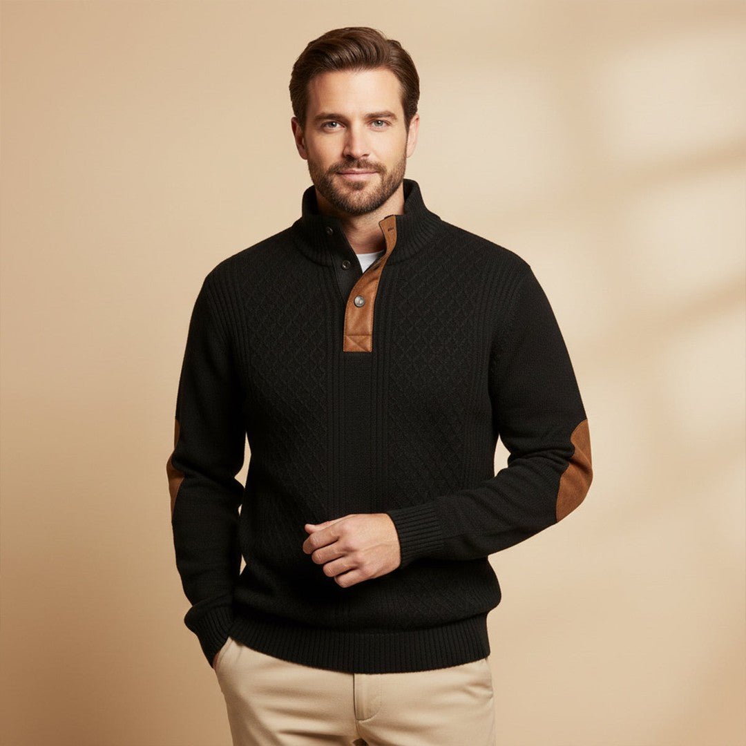 Elbow Patch Quarter-Zip Sweater