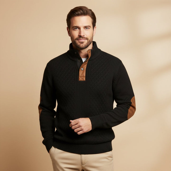 Elbow Patch Quarter-Zip Sweater