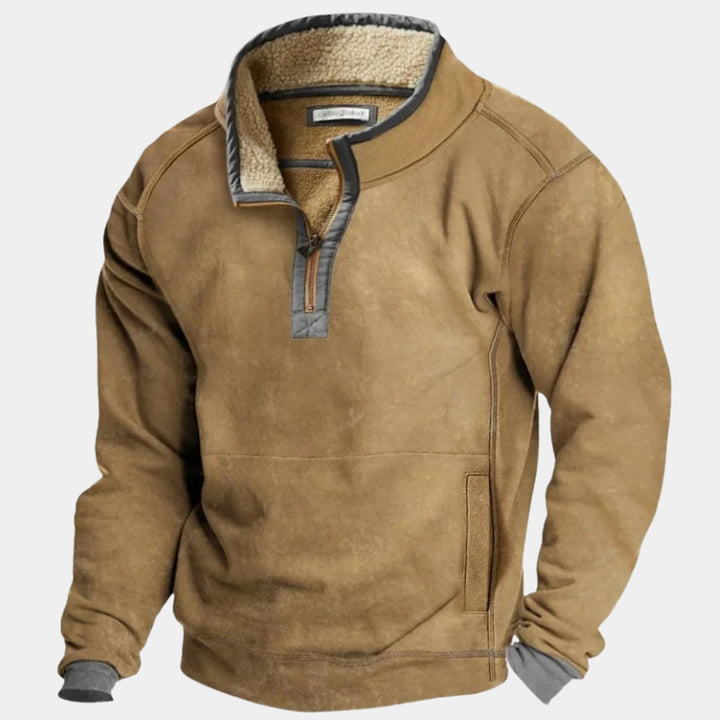 Plush-Collar Quarter-Zip Pullover