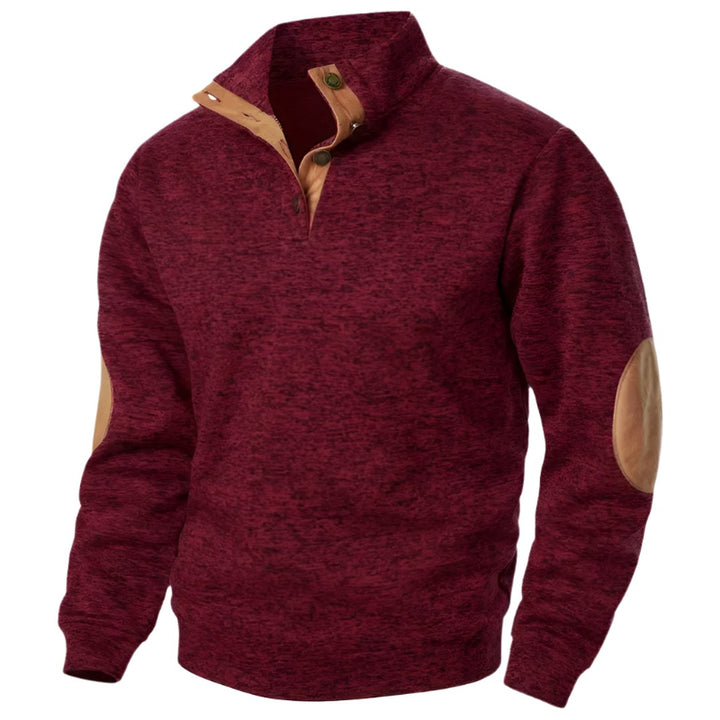 Elbow Patch Button Placket Sweater