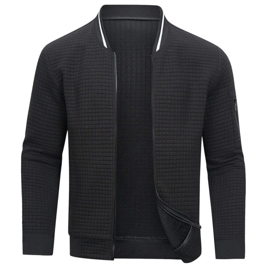 Men's Checked Bomber Jacket with Zip Front - photo 3