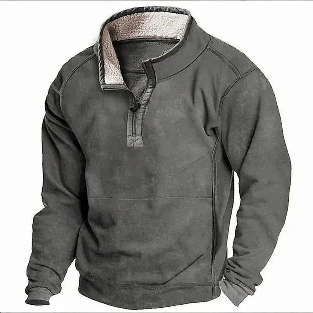 Plush-Collar Quarter-Zip Pullover