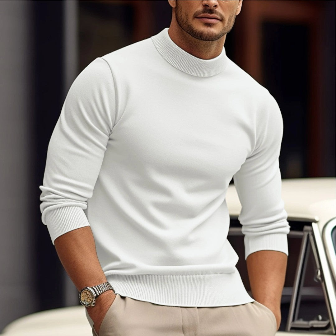 Crew Neck Pullover Sweater - White