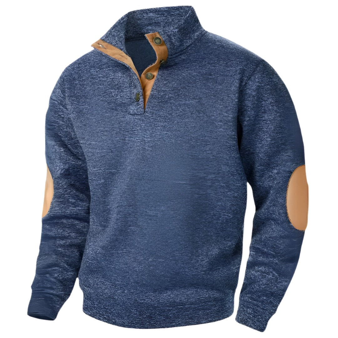 Elbow Patch Button Placket Sweater