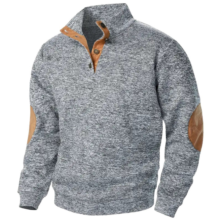 Elbow Patch Button Placket Sweater