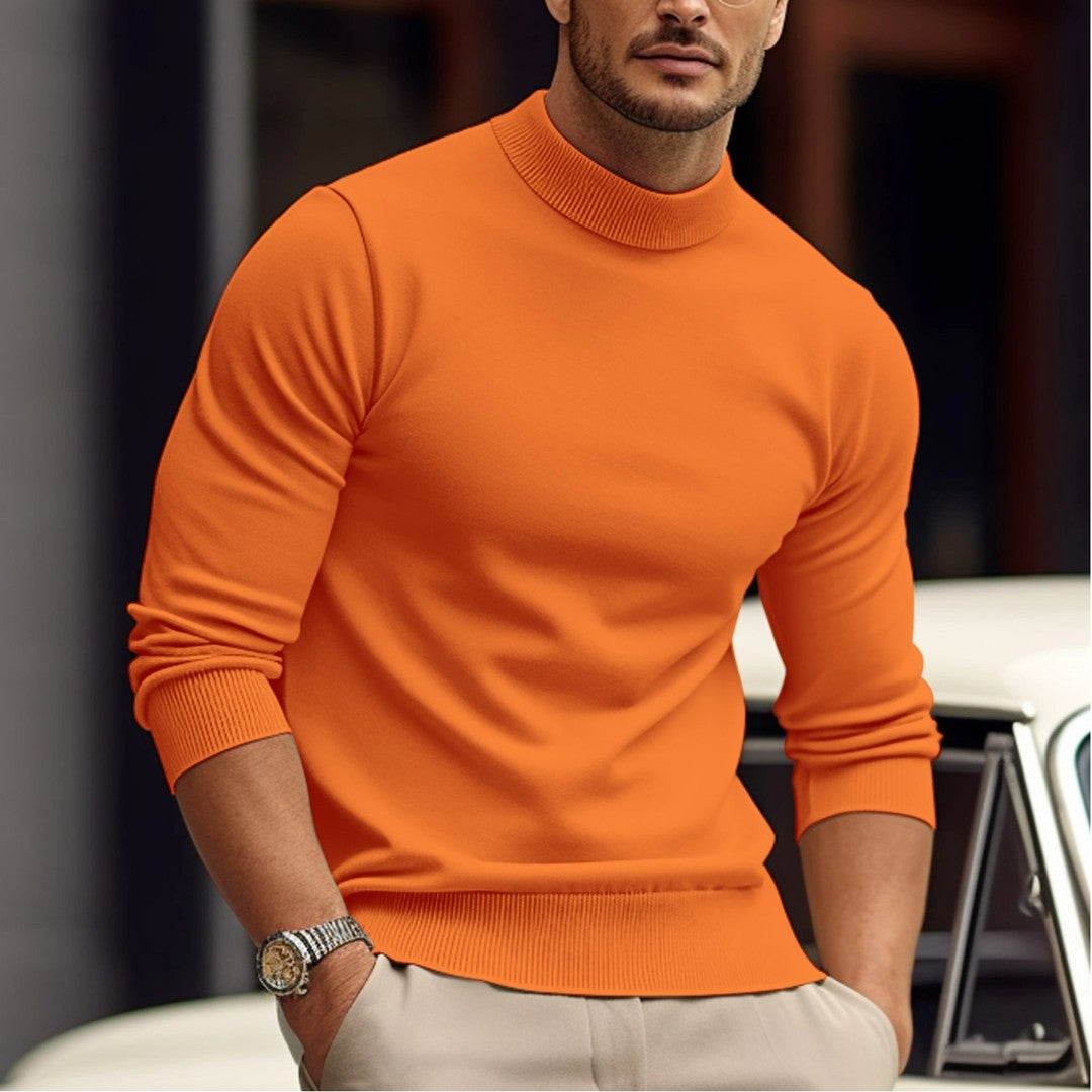 Crew Neck Pullover Sweater - Orange