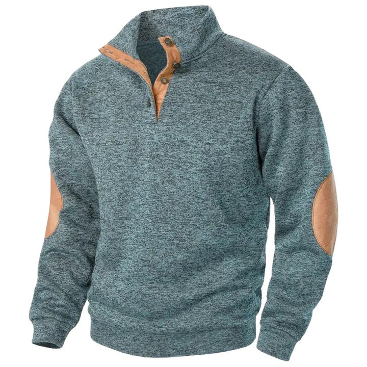 Elbow Patch Button Placket Sweater