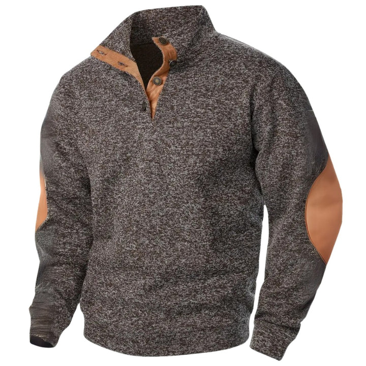 Elbow Patch Button Placket Sweater