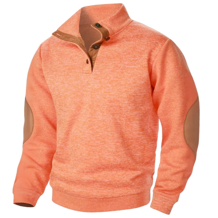 Elbow Patch Button Placket Sweater