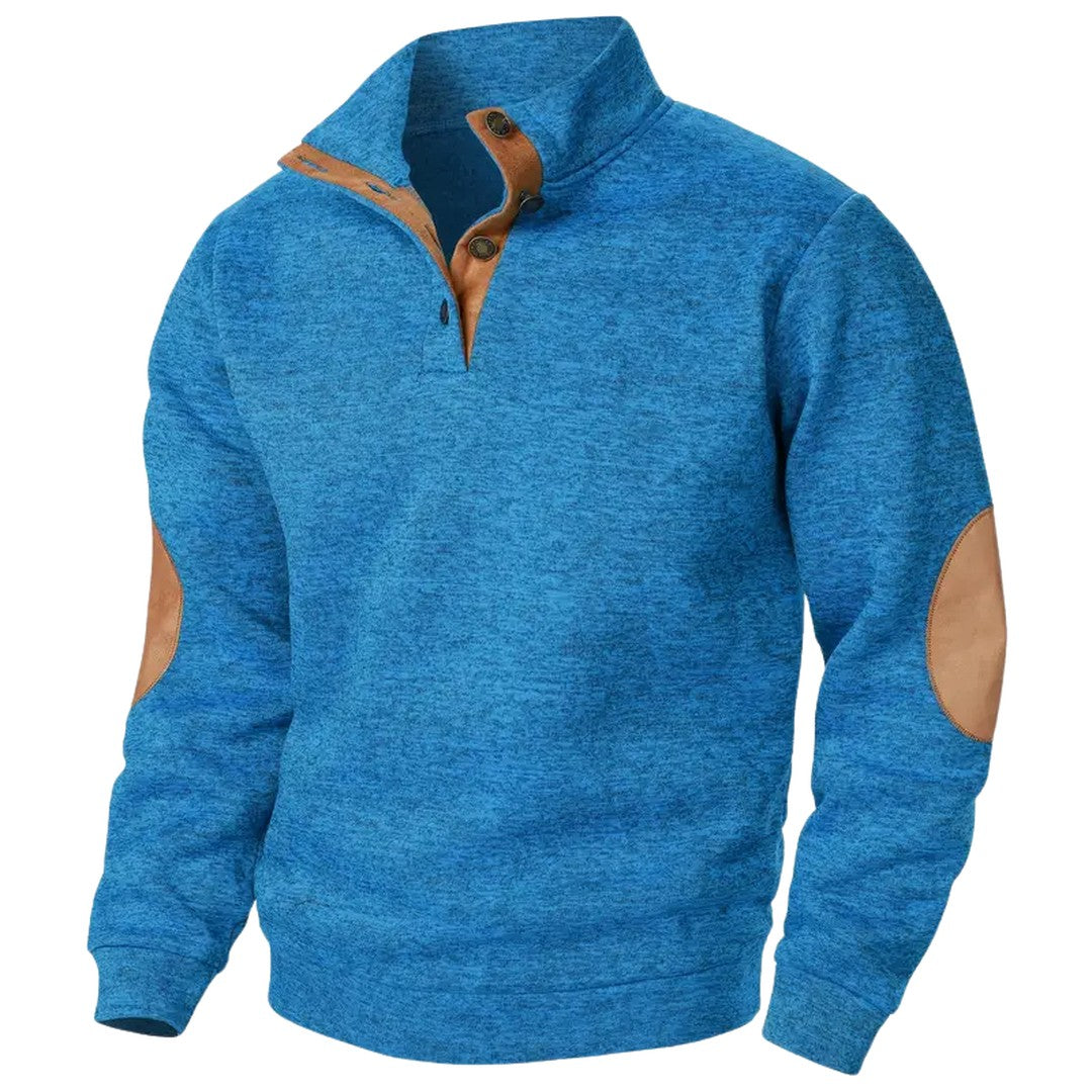 Elbow Patch Button Placket Sweater