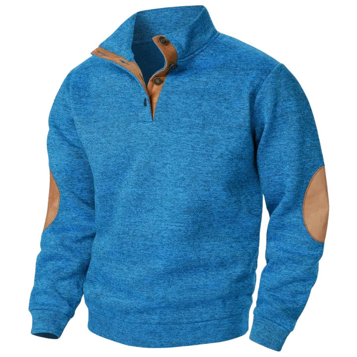 Elbow Patch Button Placket Sweater