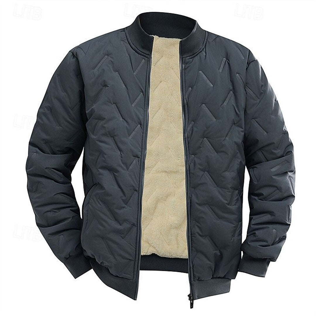 Textured Quilted Bomber Jacket