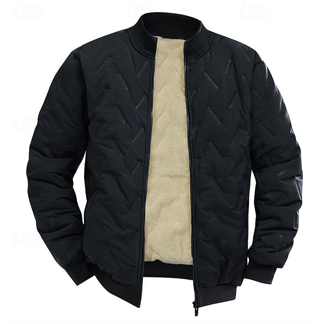 Textured Quilted Bomber Jacket