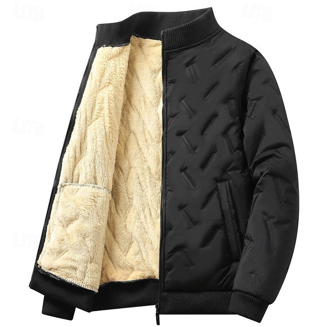 Textured Quilted Bomber Jacket