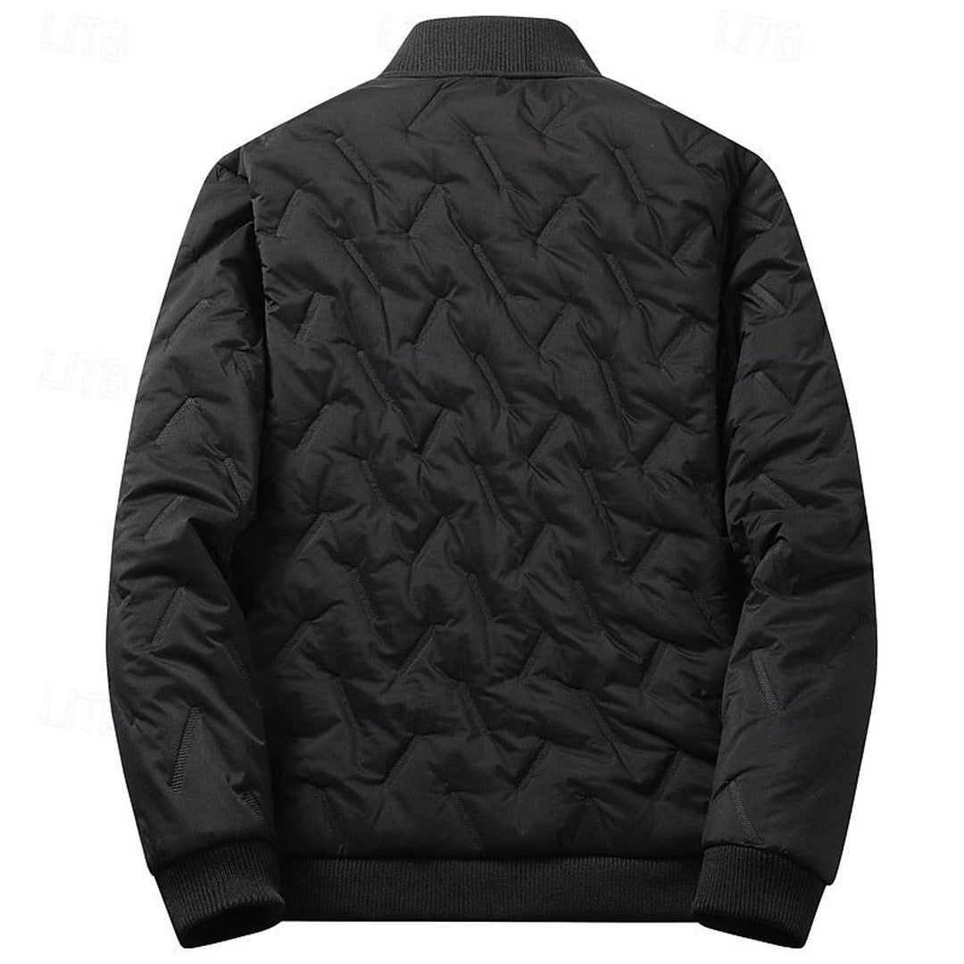 Textured Quilted Bomber Jacket