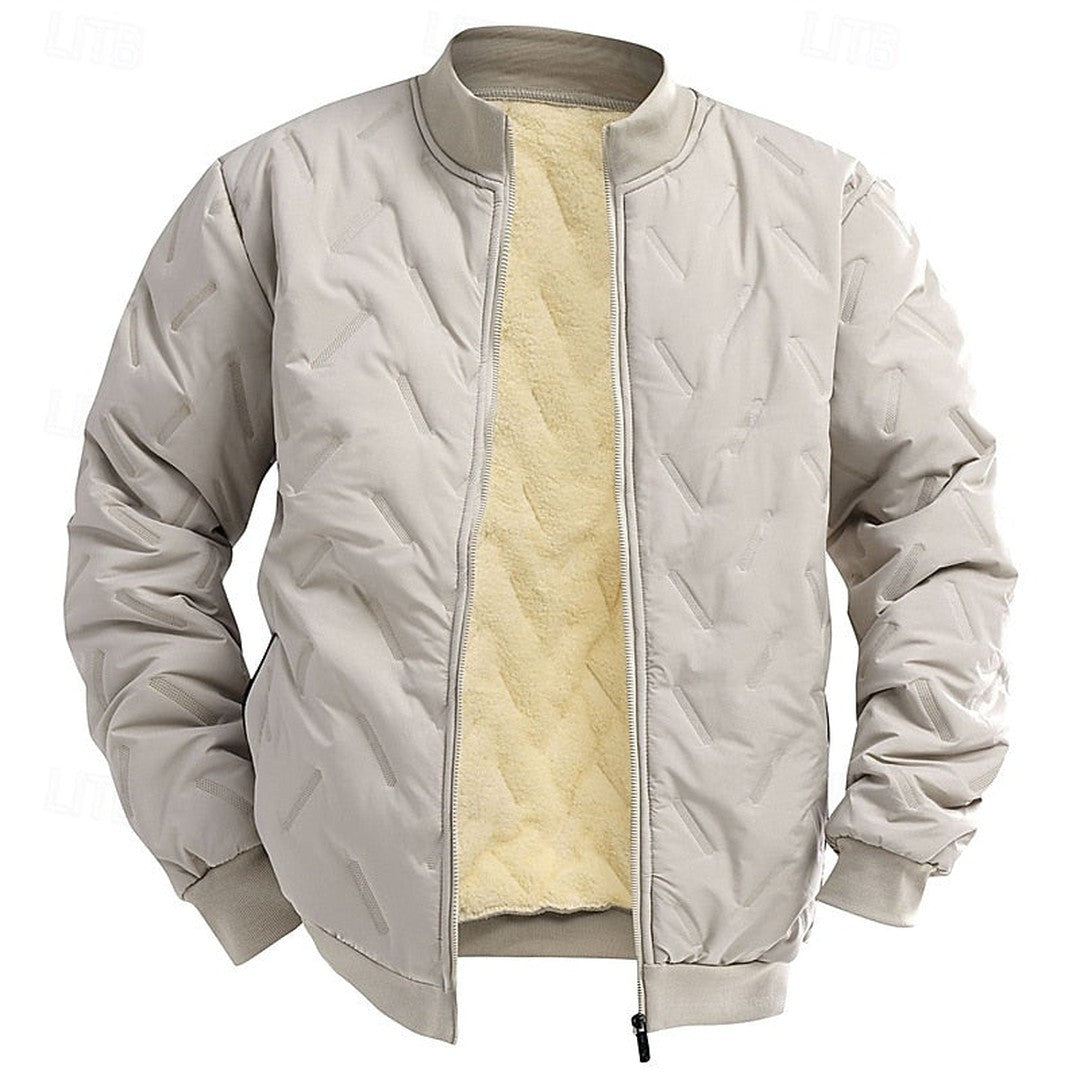 Textured Quilted Bomber Jacket