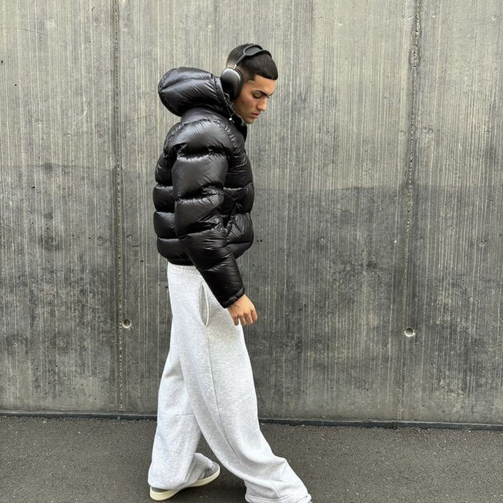 Sherpa-Lined Quilted Hooded Puffer Jacket