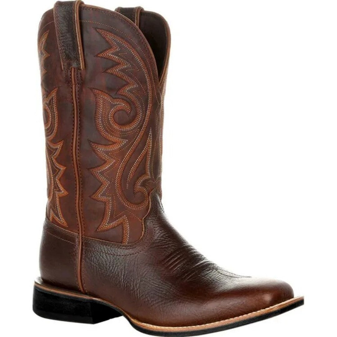 Leather-Look Western Ankle Boots - Brown