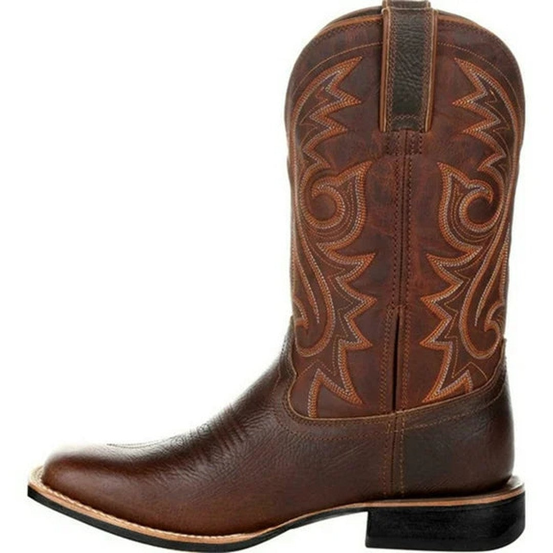 Leather-Look Western Ankle Boots