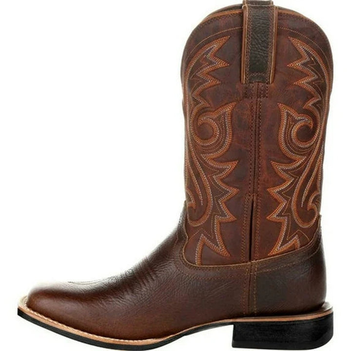 Leather-Look Western Ankle Boots