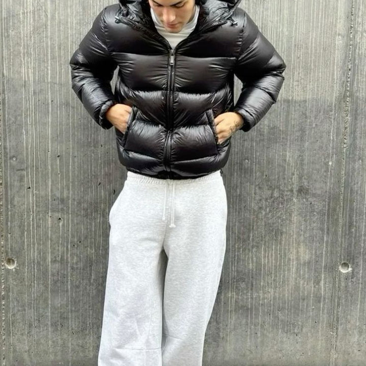 Sherpa-Lined Quilted Hooded Puffer Jacket