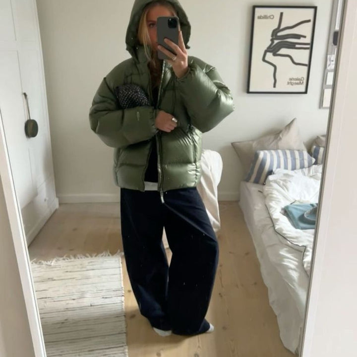 Sherpa-Lined Quilted Hooded Puffer Jacket