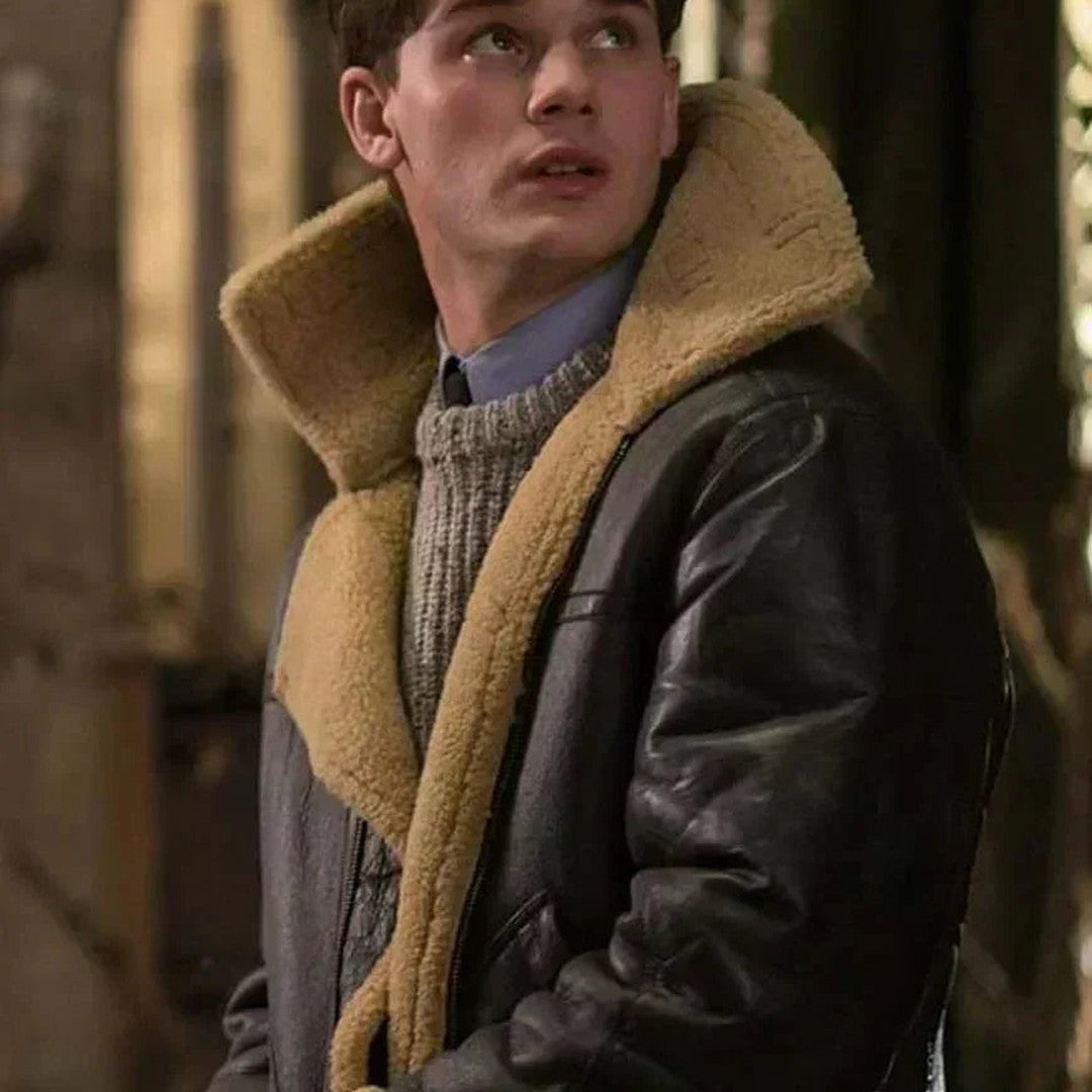 Chester - Men's Leather Look Aviator Jacket with Shearling Collar - photo 4