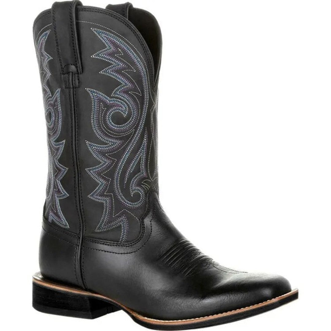 Leather-Look Western Ankle Boots - Black